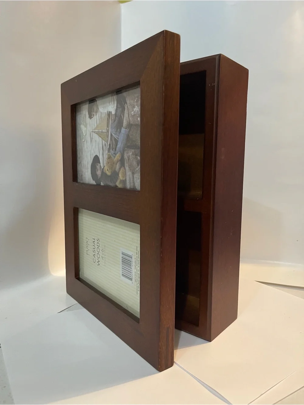 Furio Home Solid Wood Double Photo Frame Jewelry,Storage Box - Brown Hideaway